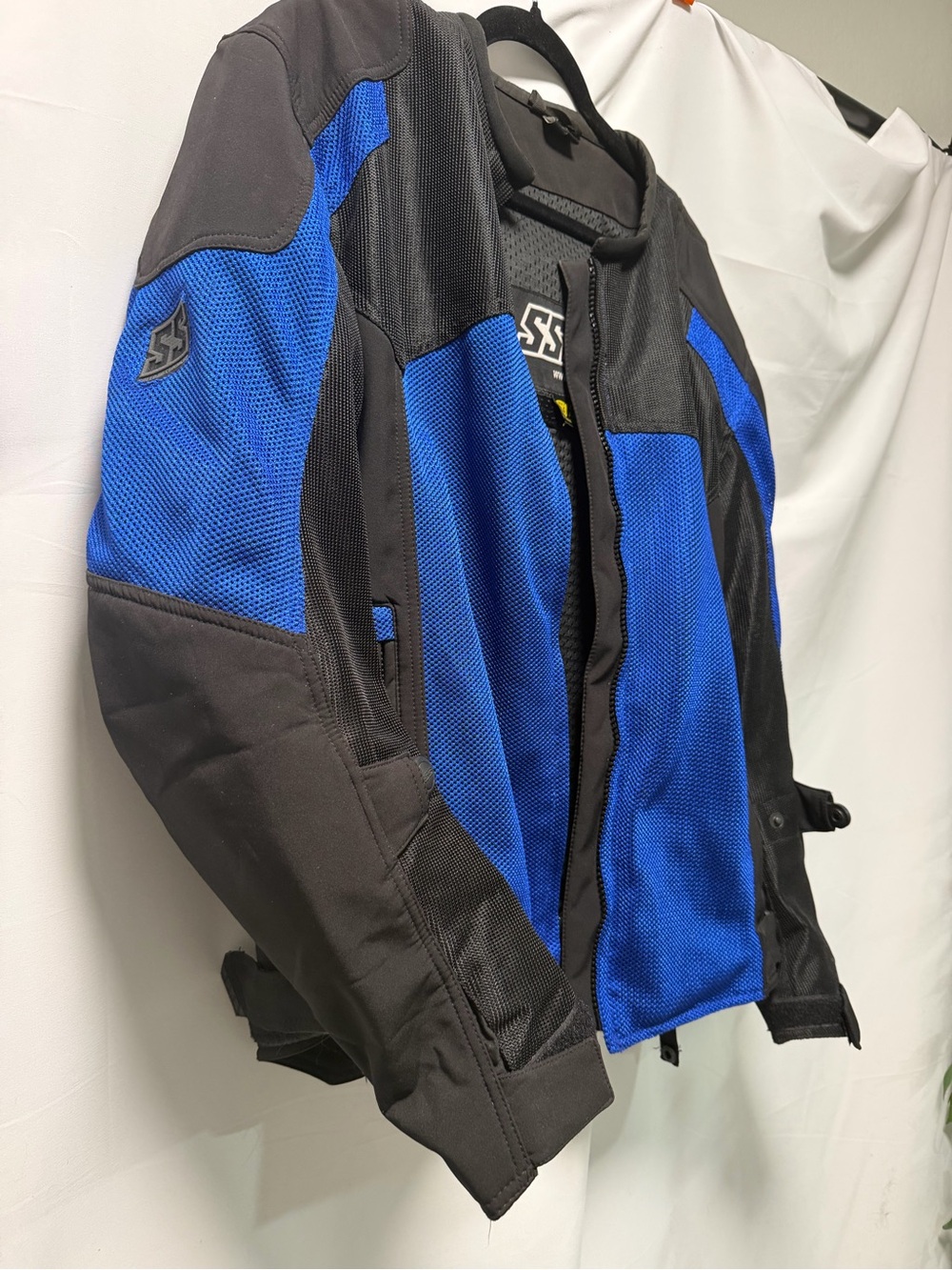 Performance Motorcycle Jacket - Black & Blue Breathable Riding Shell - Picture 4 of 15